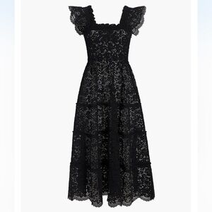 Hill House Black Lace Maxi Dress with Smocked Bodice